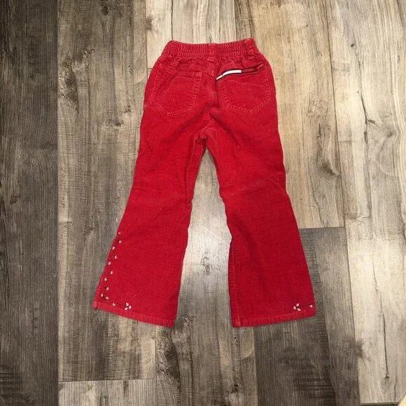 VTG Y2K Tommy Hilfiger Girls Red Corduroy Flare Leg Pants With Embroidery 4T - Picture 2 of 5